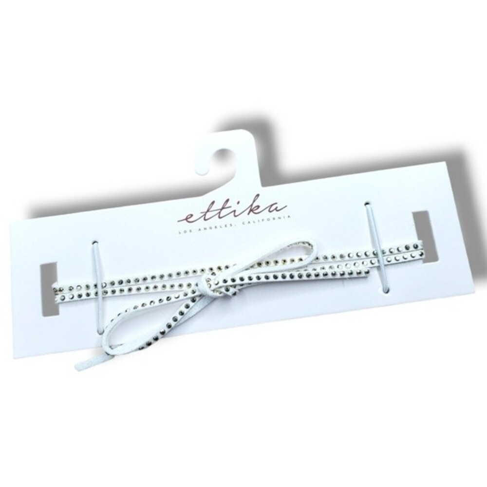 NWT Revolve Ettika Vegan White Suede Studded Adjustable Tie Choker Necklace